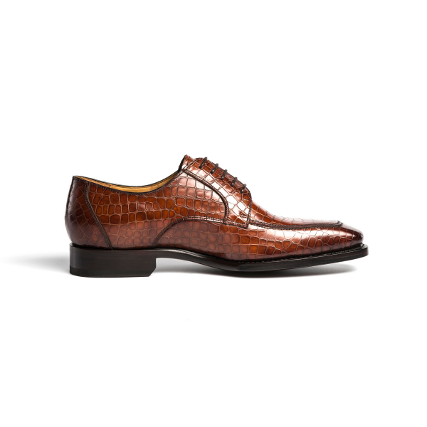 Ugo Vasare Carlton Crocodile Embossed Dress Shoes Brown