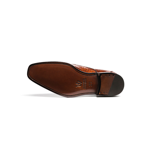 Ugo Vasare Carlton Crocodile Embossed Dress Shoes Brown