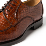 Ugo Vasare Carlton Crocodile Embossed Dress Shoes Brown