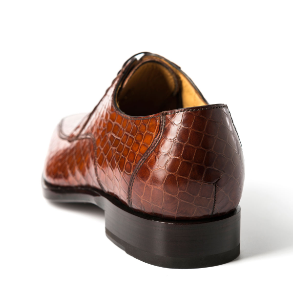 Ugo Vasare Carlton Crocodile Embossed Dress Shoes Brown