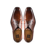 Ugo Vasare Carlton Crocodile Embossed Dress Shoes Brown
