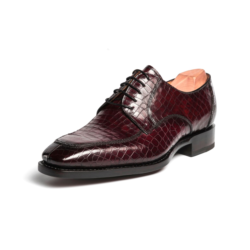 Ugo Vasare Carlton Crocodile Embossed Dress Shoes Wine
