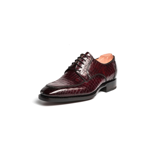Ugo Vasare Carlton Crocodile Embossed Dress Shoes Wine