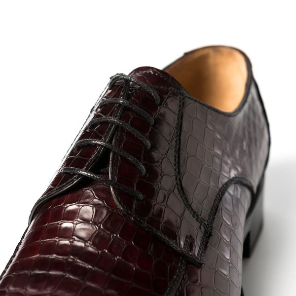 Ugo Vasare Carlton Crocodile Embossed Dress Shoes Wine