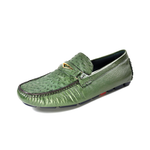 Ugo Vasare Drake Ostrich Driving Loafers Green