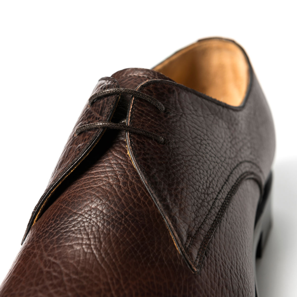 Ugo Vasare El Hud Grained Leather Derby Shoes Brown