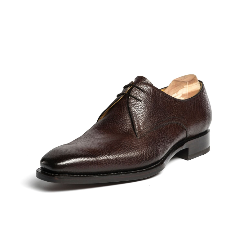Ugo Vasare El Hud Grained Leather Derby Shoes Brown