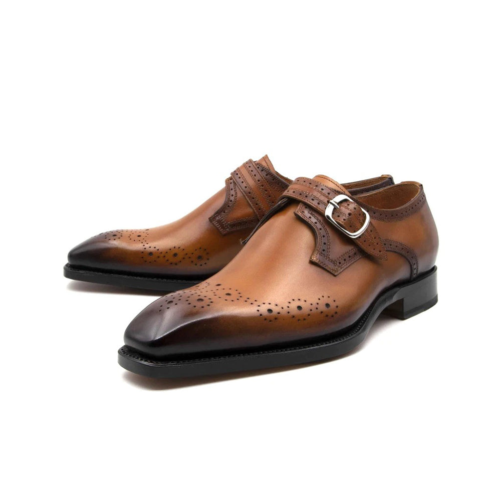 Ugo Vasare Eric Monkstrap Shoes Caramel