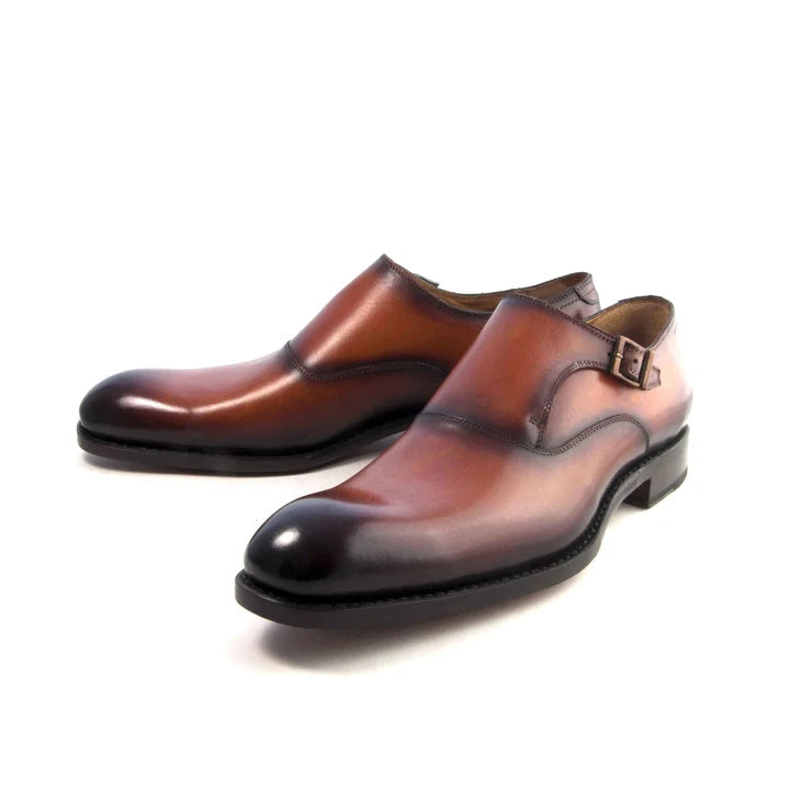 Ugo Vasare Fred Monk Strap Shoes Camel