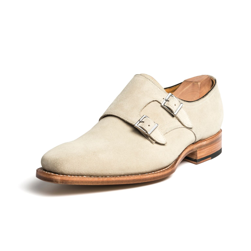 Ugo Vasare Neo Suede Double Monk Strap Shoes Beige