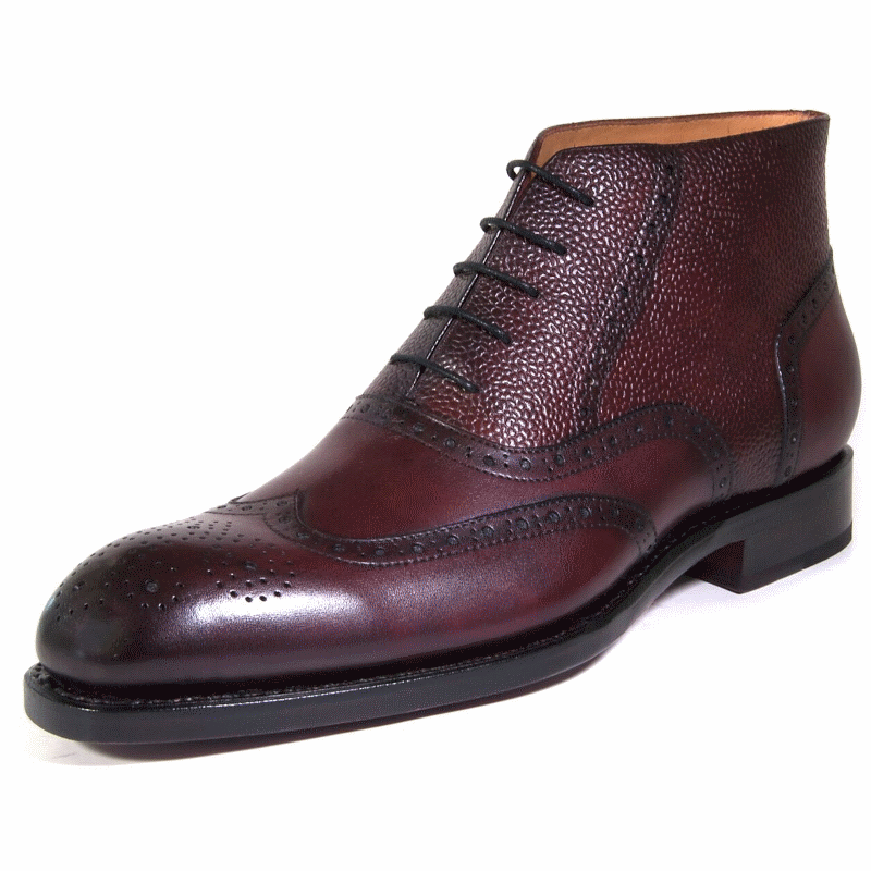 Ugo Vasare Stanford Wingtip Boots Plum