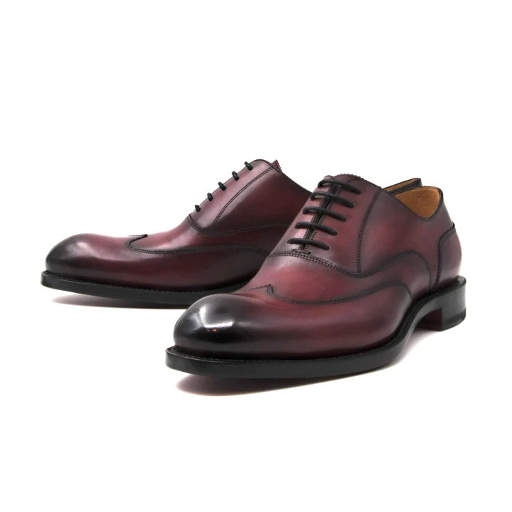 Ugo Vasare Wick Oxford Wingtip Shoes Burgundy