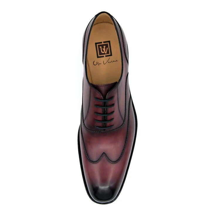 Ugo Vasare Wick Oxford Wingtip Shoes Burgundy