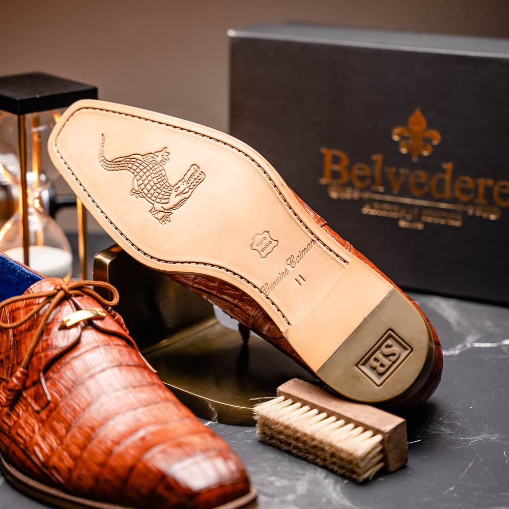 Belvedere Umberto Crocodile Shoes Antique Sport