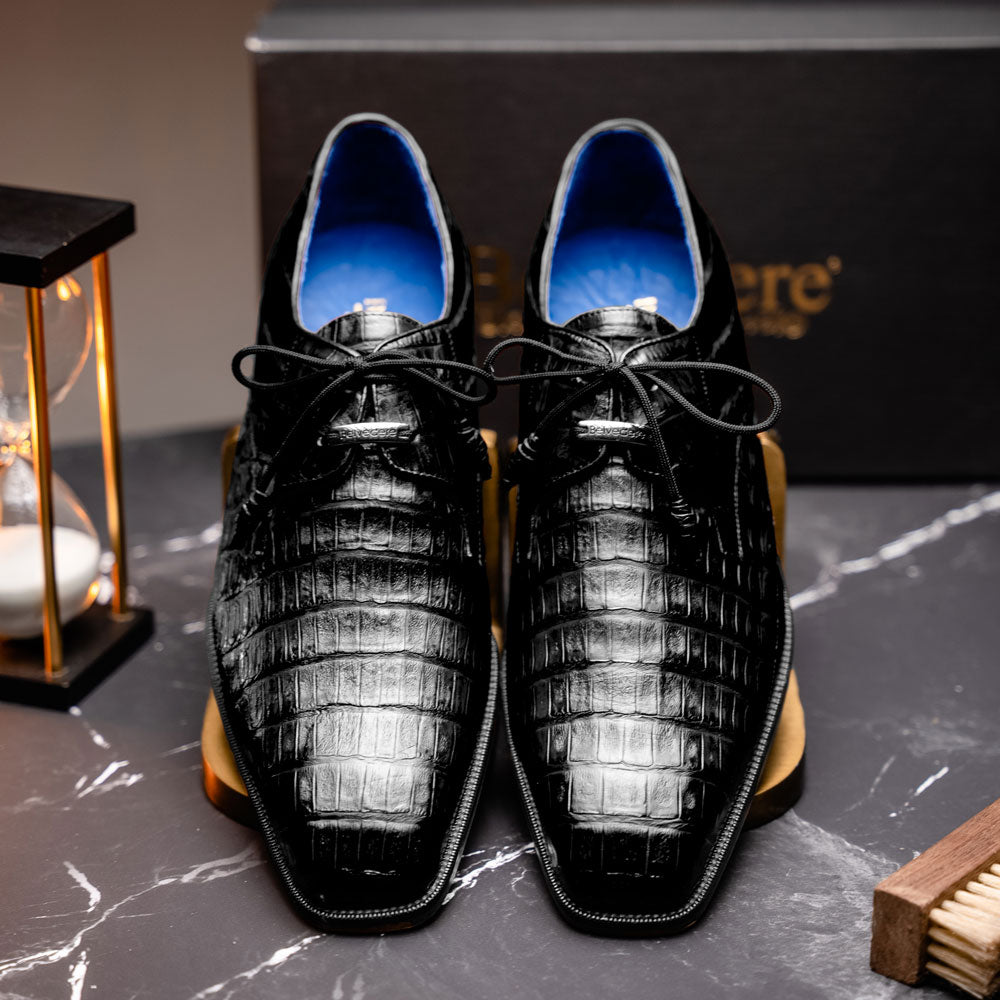 Belvedere Umberto Crocodile Shoes Black