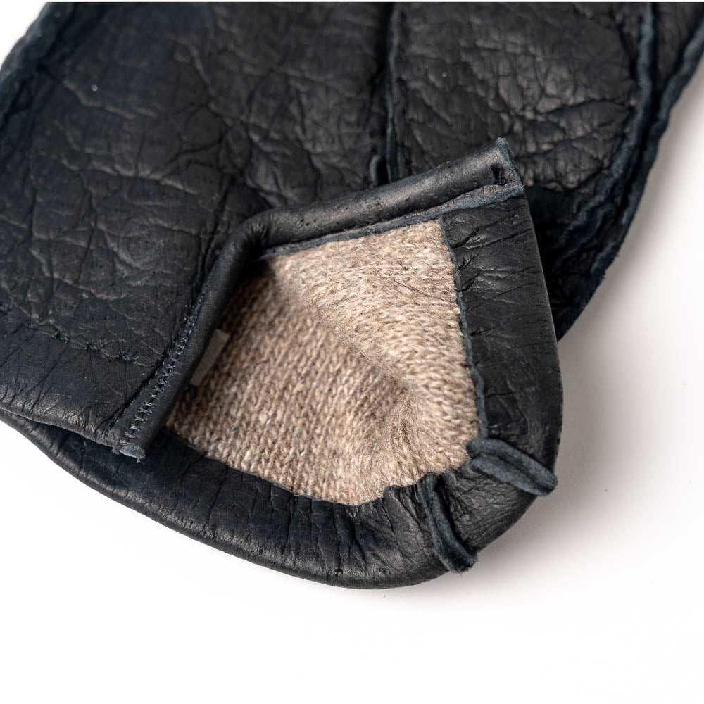 Moreschi Vail Genuine Peccary / Cashmere Gloves Black