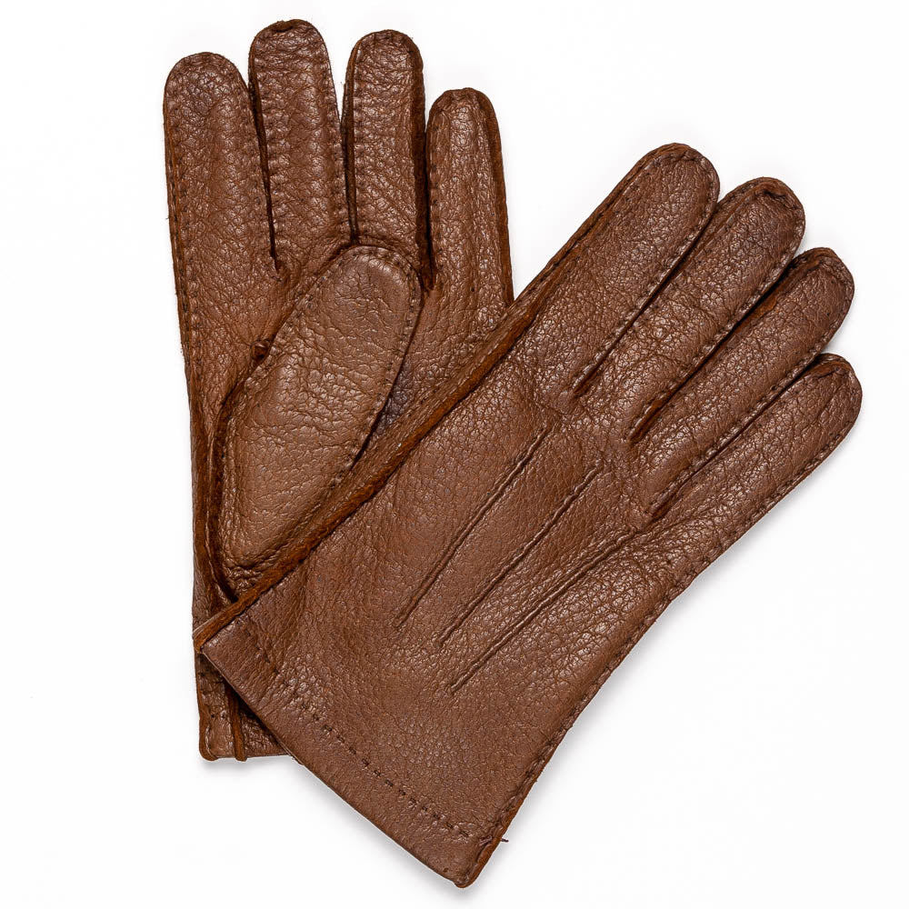 Moreschi Vail Genuine Peccary & Cashmere Gloves Tan