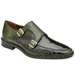 Belvedere Valiente Ostrich Monk Strap Shoes Antique Forest (2442)
