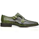 Belvedere Valiente Ostrich Monk Strap Shoes Antique Forest