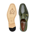 Belvedere Valiente Ostrich Monk Strap Shoes Antique Forest (2442)