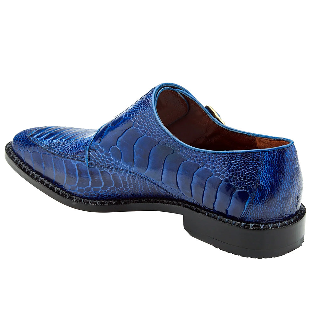 Belvedere Valiente Ostrich Monk Strap Shoes Antique Ocean (2442)