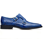 Belvedere Valiente Ostrich Monk Strap Shoes Antique Ocean