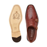 Belvedere Valiente Ostrich Monk Strap Shoes Antique Rust (2442)