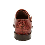 Belvedere Valiente Ostrich Monk Strap Shoes Antique Rust (2442)