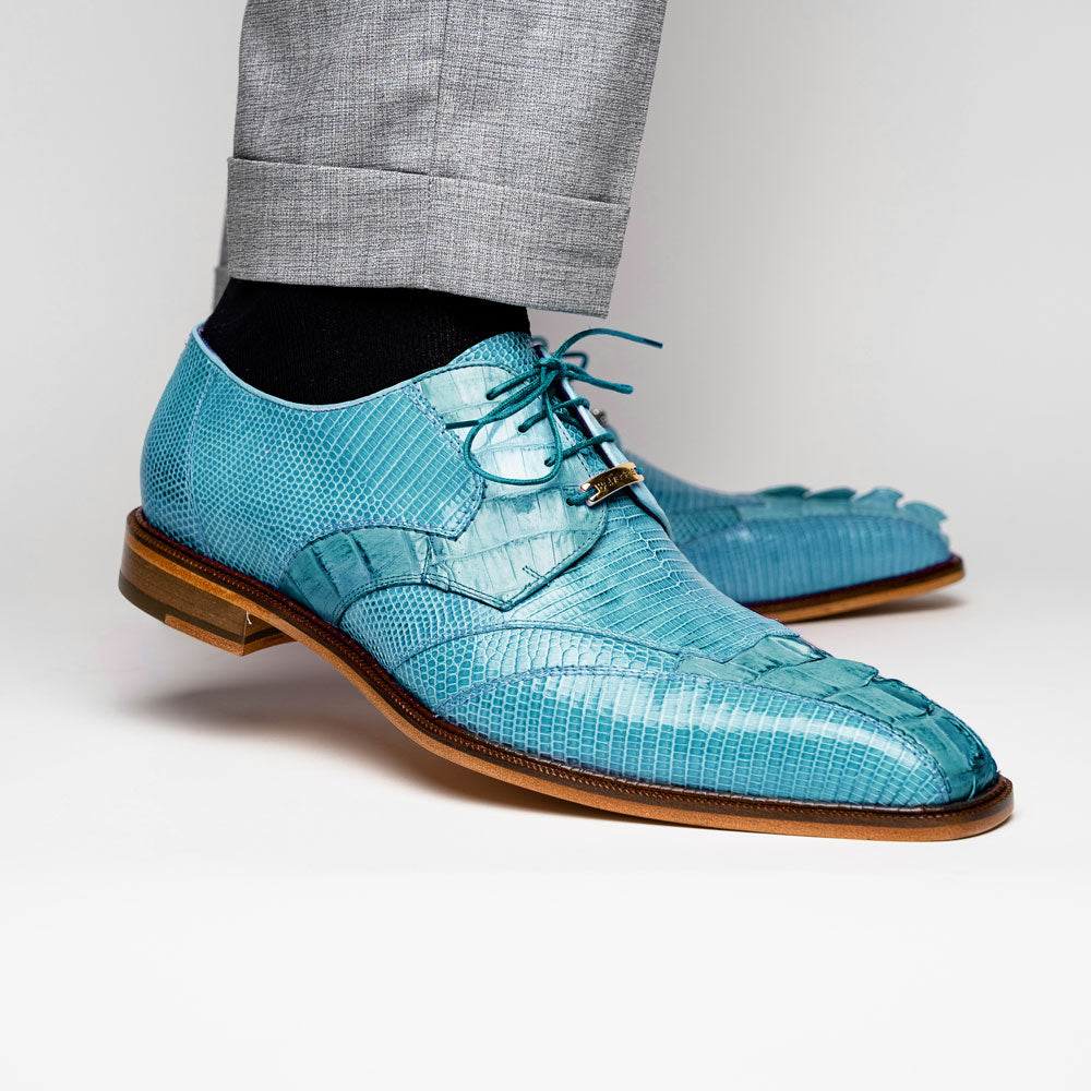 Belvedere Valter Caiman Crocodile & Lizard Shoes Summer Blue (1480)