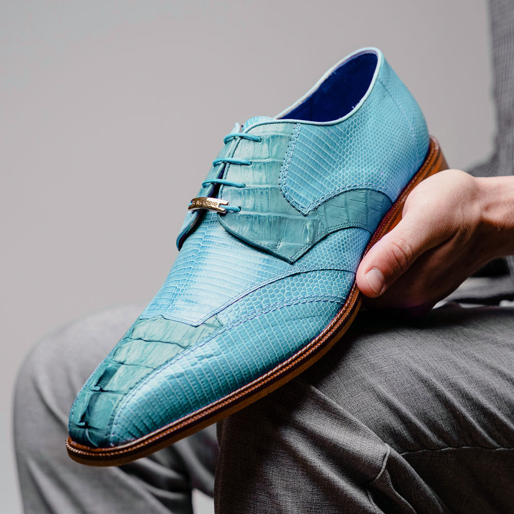 Belvedere Valter Caiman Crocodile & Lizard Shoes Summer Blue (1480)