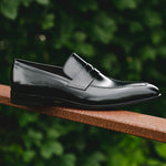 Moreschi Vancouver Apron Toe Penny Loafers Black