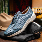 Marco Di Milano Varenna Ostrich Quill Sneakers Blue Jean