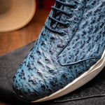 Marco Di Milano Varenna Ostrich Quill Sneakers Blue Jean