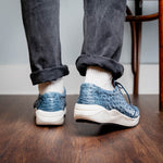 Marco Di Milano Varenna Ostrich Quill Sneakers Blue Jean