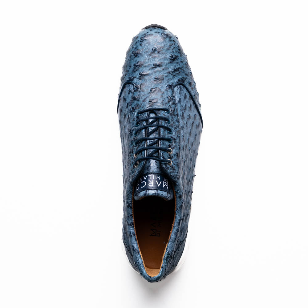 Marco Di Milano Varenna Ostrich Quill Sneakers Blue Jean