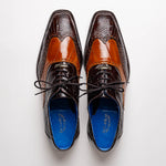 Belvedere Varo Genuine Alligator / Eel Wing Wingtip Shoes Chocolate / Ant Tan (R49)