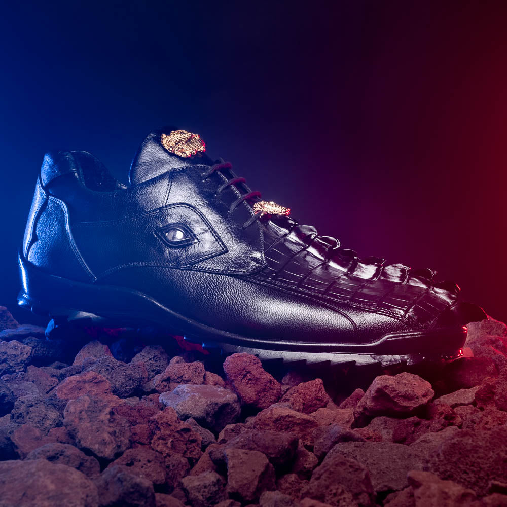 Belvedere Vasco Hornback & Calfskin Sneakers Black (336122