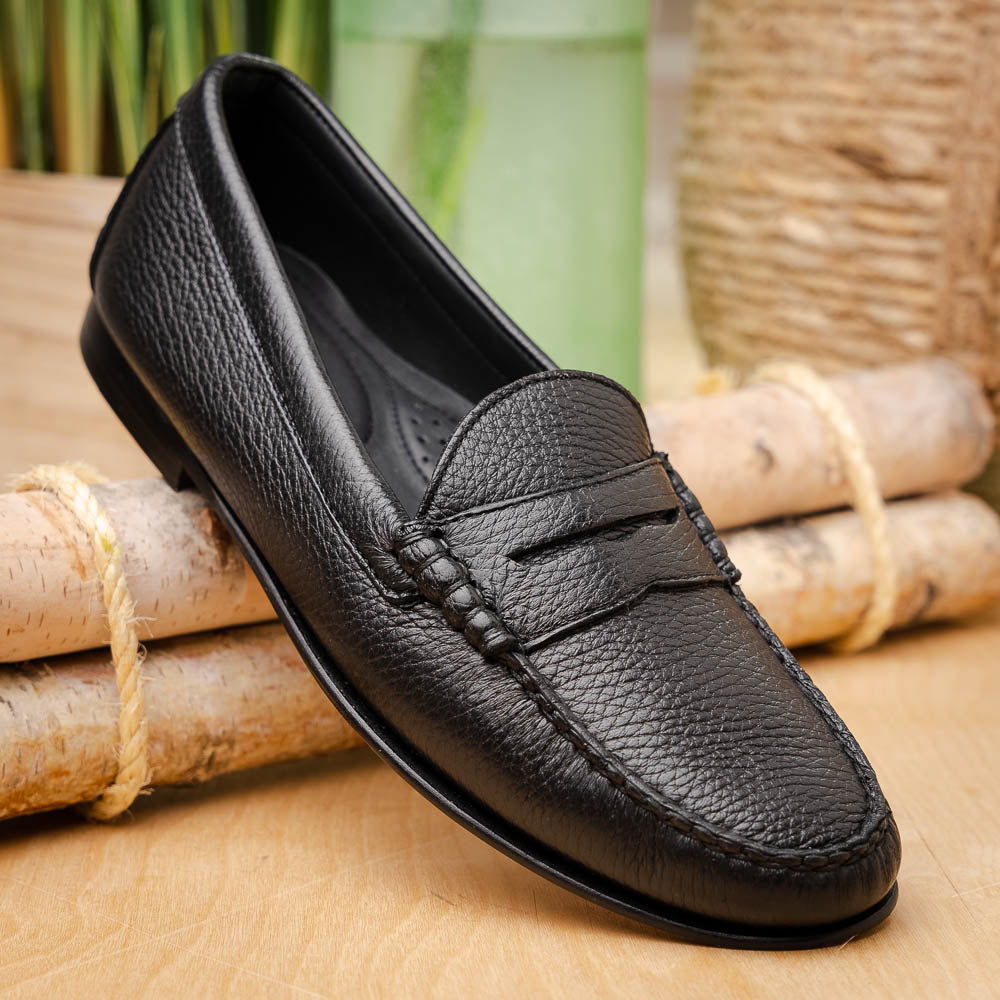TB Phelps Ventura Deerskin Penny Loafer Black Stag