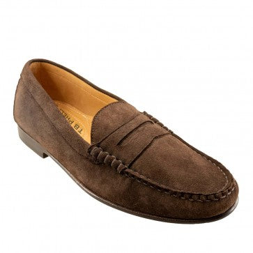 TB Phelps Ventura Sueded Calfskin Penny Loafer Chocolate
