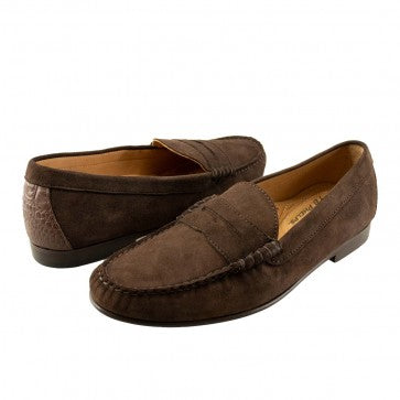 TB Phelps Ventura Sueded Calfskin Penny Loafer Chocolate