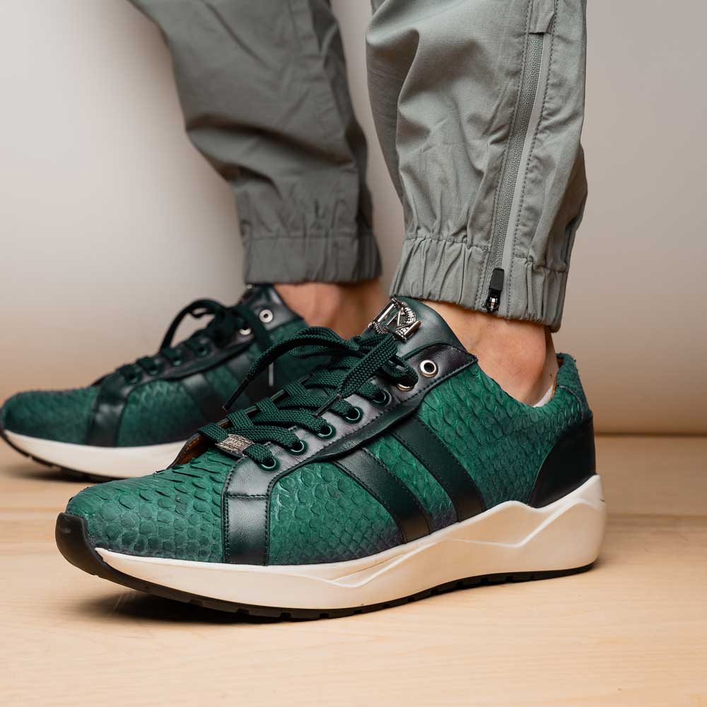 Marco Di Milano Verona Python & Calfskin Sneakers Green