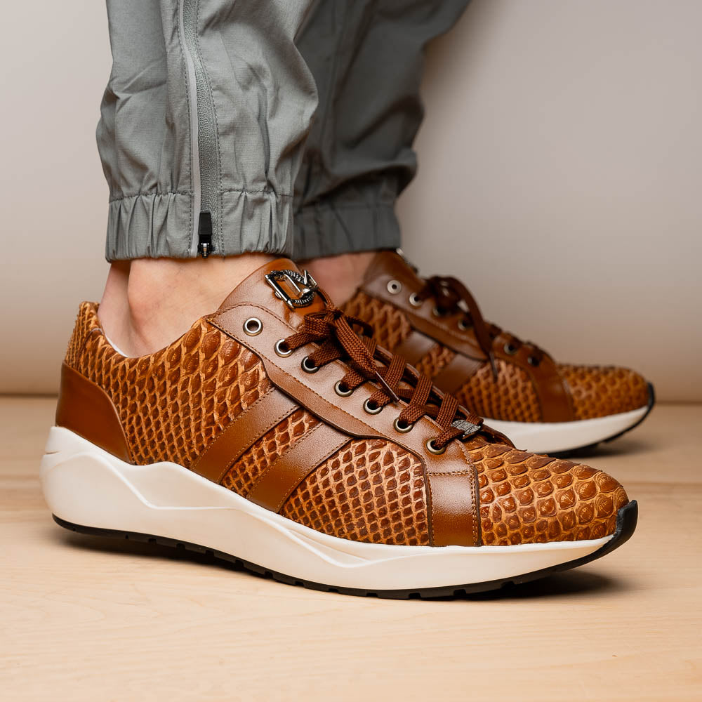 Marco Di Milano Verona Python & Calfskin Sneakers Honey