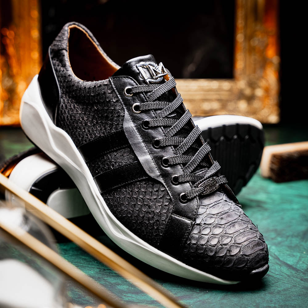 Marco Di Milano Verona Python & Calfskin Sneakers Black