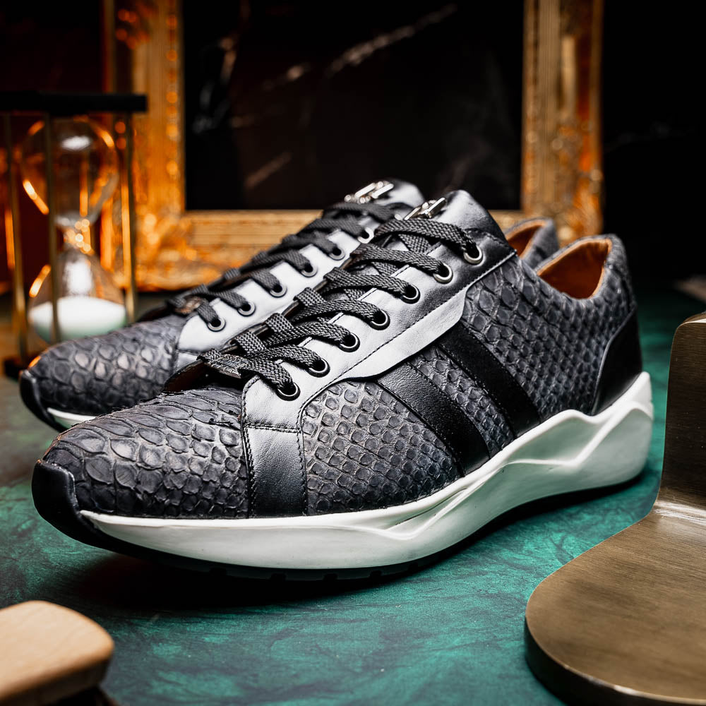 Marco Di Milano Verona Python & Calfskin Sneakers Black