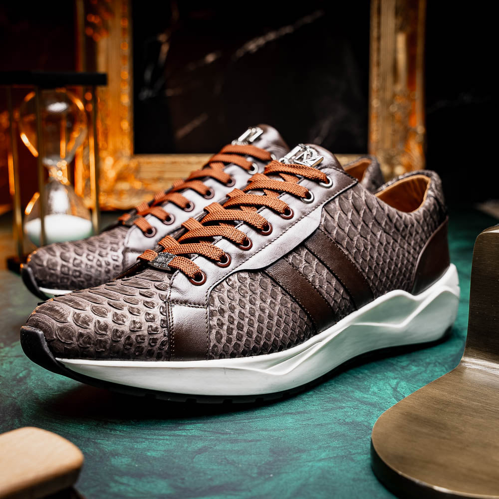 Marco Di Milano Verona Python & Calfskin Sneakers Brown