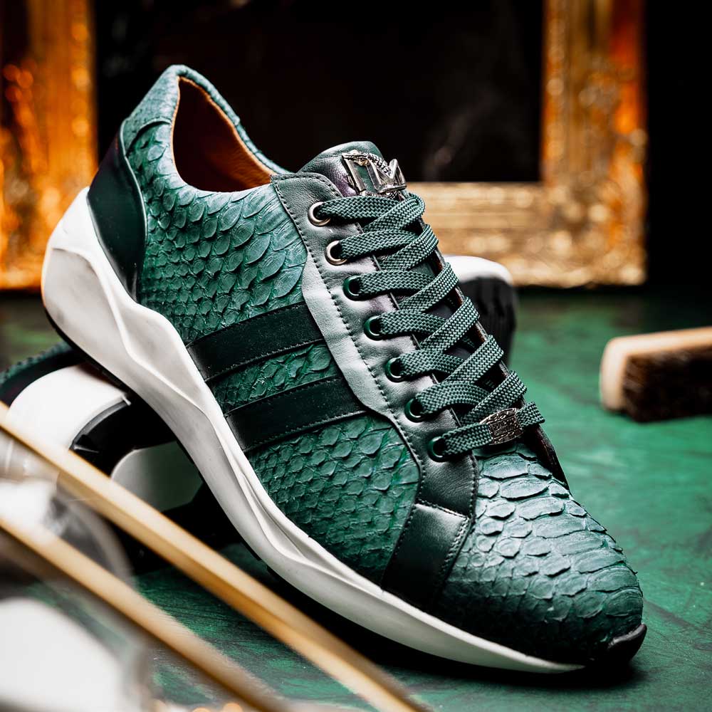 Marco Di Milano Verona Python & Calfskin Sneakers Green