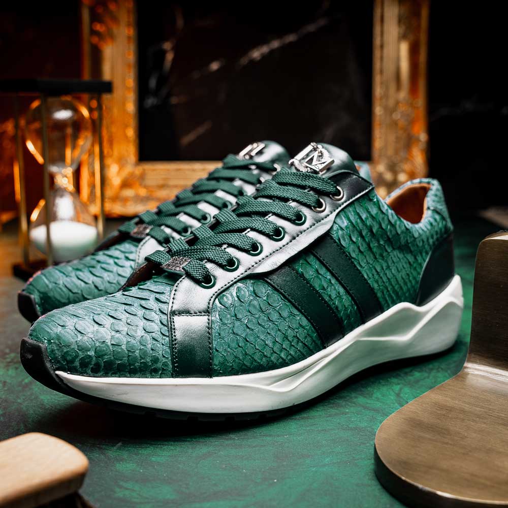 Marco Di Milano Verona Python & Calfskin Sneakers Green