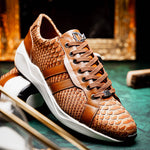 Marco Di Milano Verona Python & Calfskin Sneakers Honey