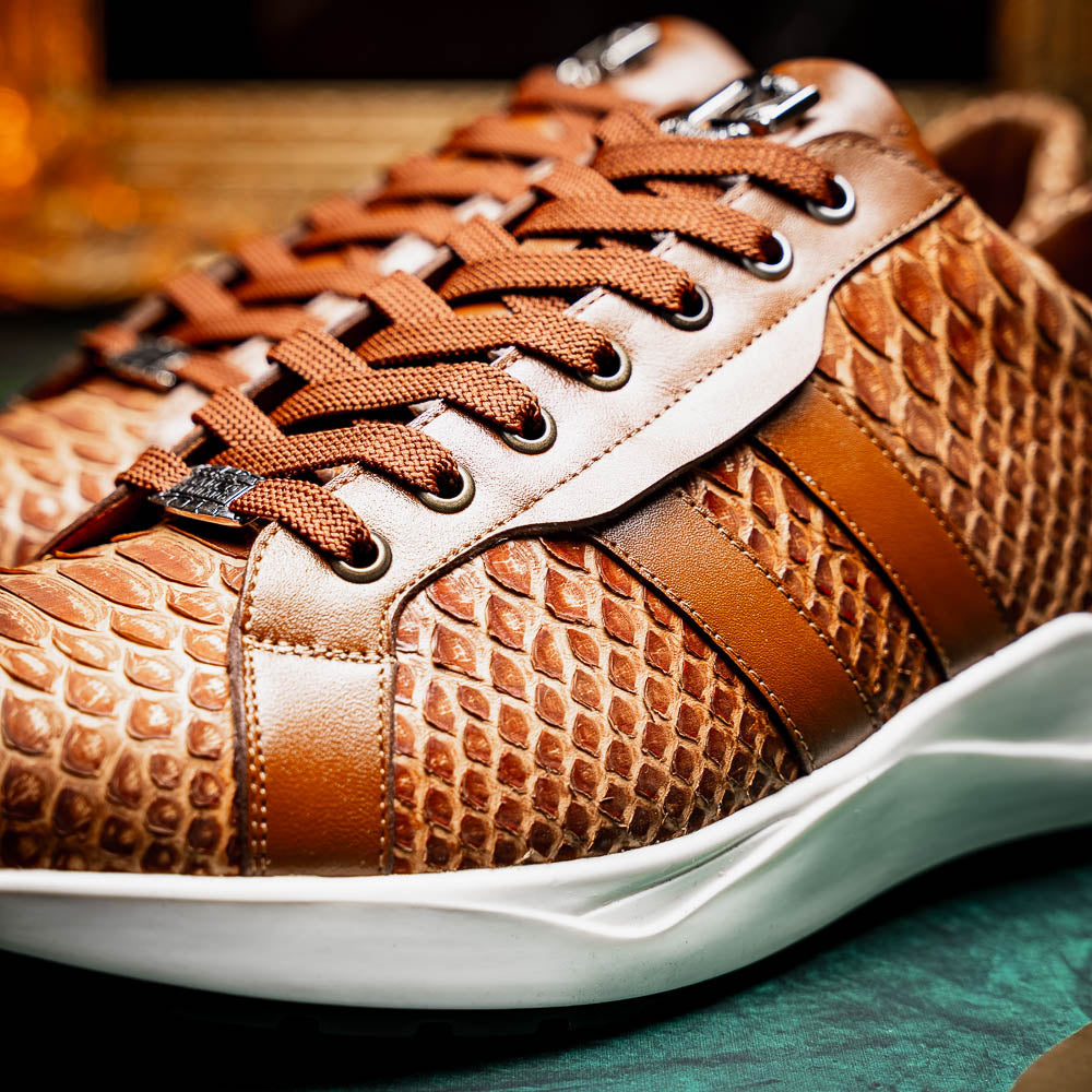 Marco Di Milano Verona Python & Calfskin Sneakers Honey