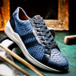 Marco Di Milano Verona Python & Calfskin Sneakers Navy